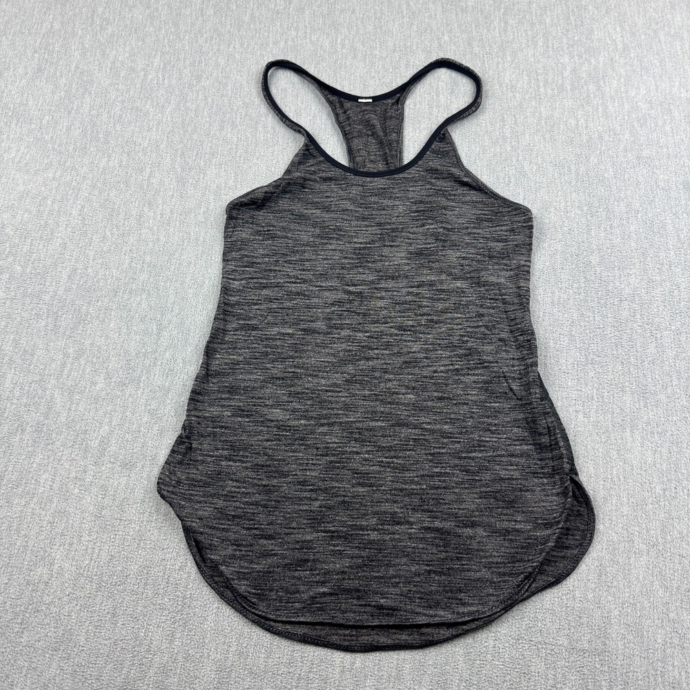 Lululemon Tank Top Women 2 Heathered Black‎ What the Sport Singlet Yoga Athletic